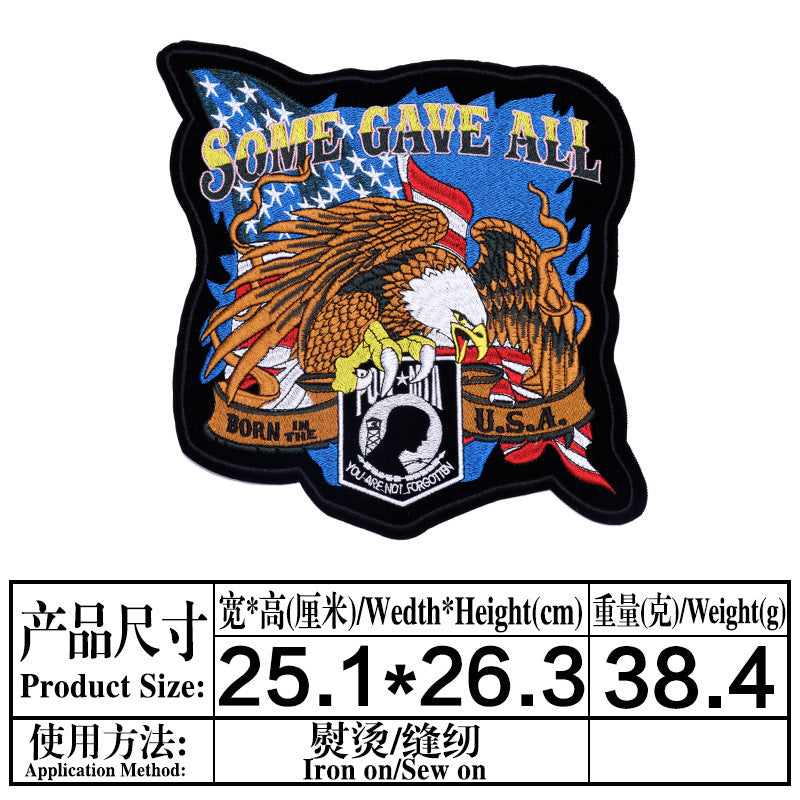 Wholesale Oversized Embroidered Eagle Patch Punk Motorcycle Badge Cloth Applique For Clothing DIY Craft Supply