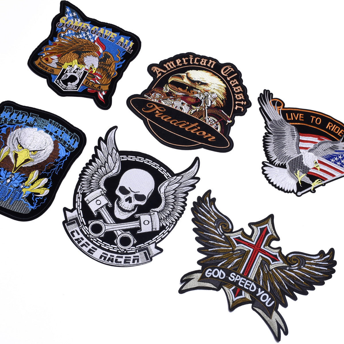 Wholesale Oversized Embroidered Eagle Patch Punk Motorcycle Badge Cloth Applique For Clothing DIY Craft Supply