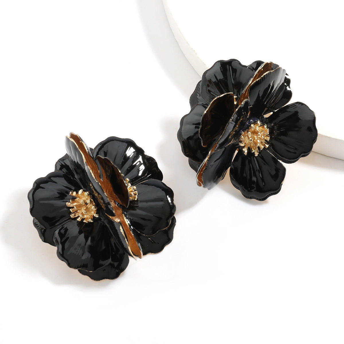 Wholesale Exaggerated Creative Alloy Dripping Oil Flower Large Flower Earrings