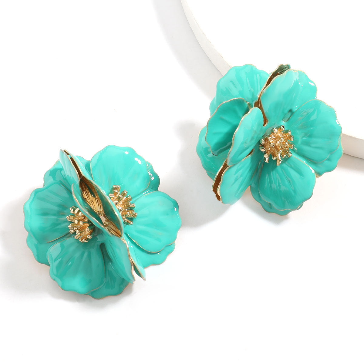 Wholesale Exaggerated Creative Alloy Dripping Oil Flower Large Flower Earrings