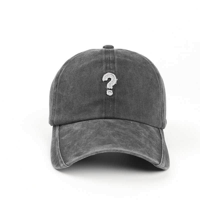 Wholesale Cotton Question mark? Denim Soft Top Curved Brim Baseball Cap