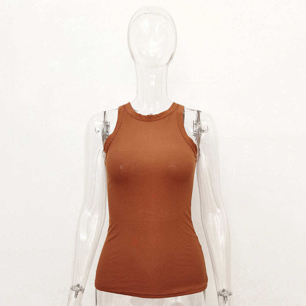 Wholesale Vest T-shirt Ribbed Long Versatile Top