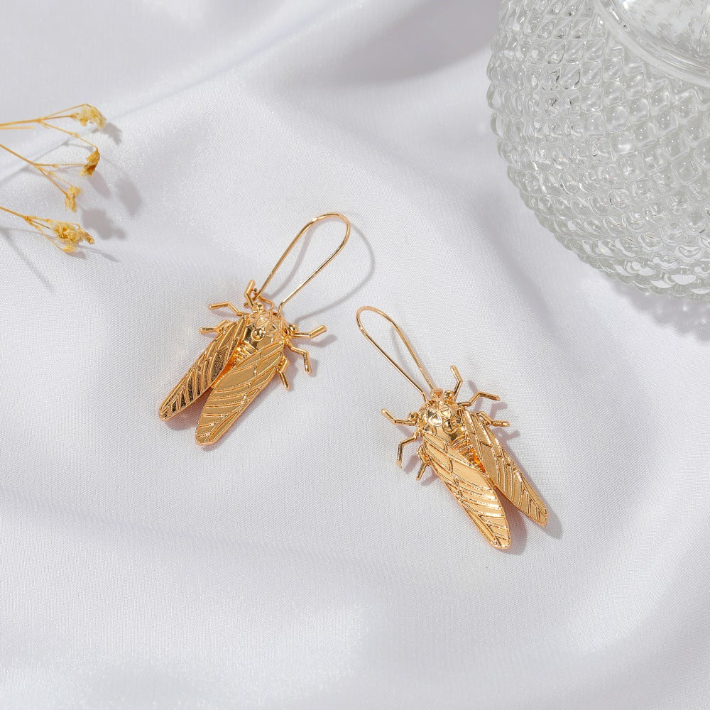 Wholesale Creative Insect Golden Cicada Earrings