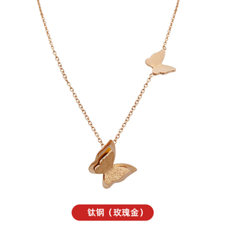 WholesaleTitanium Steel Butterfly Short Necklaces