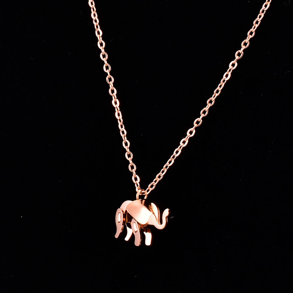 Wholesale Small Elephant Splicing Titanium Steel Necklaces