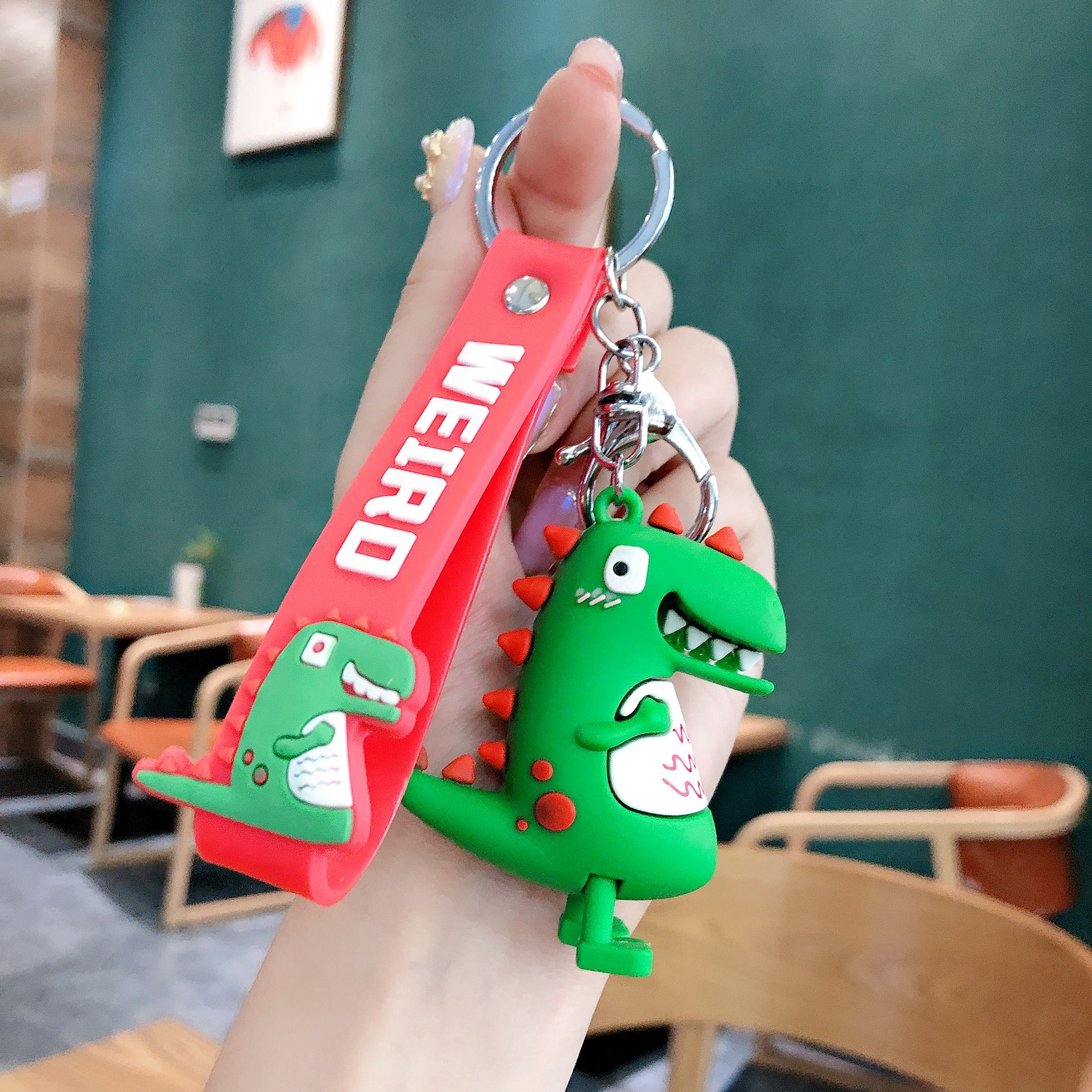 Wholesale PVC Cartoon Dinosaur Cute Wide Hand Strap Keychain