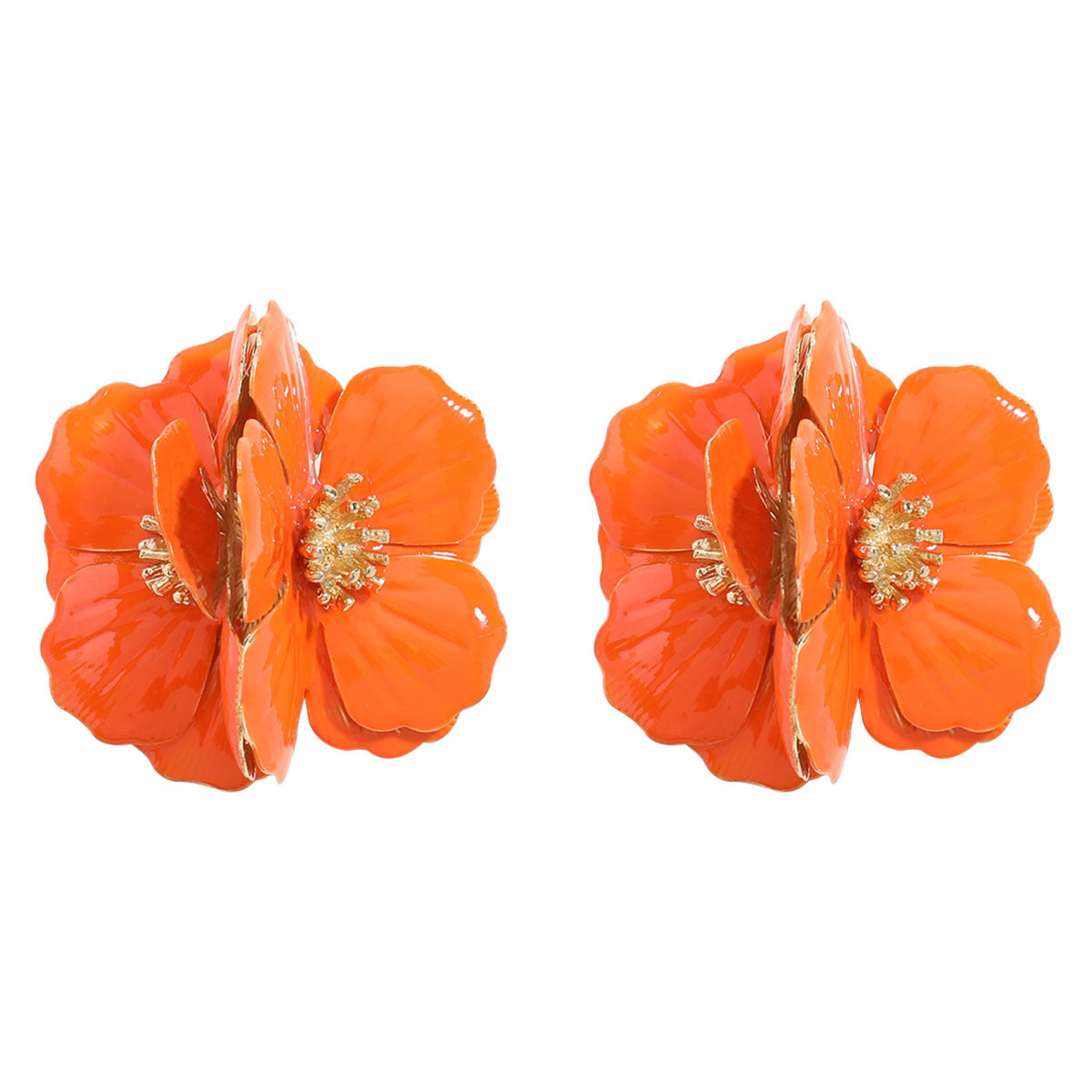 Wholesale Exaggerated Creative Alloy Dripping Oil Flower Large Flower Earrings