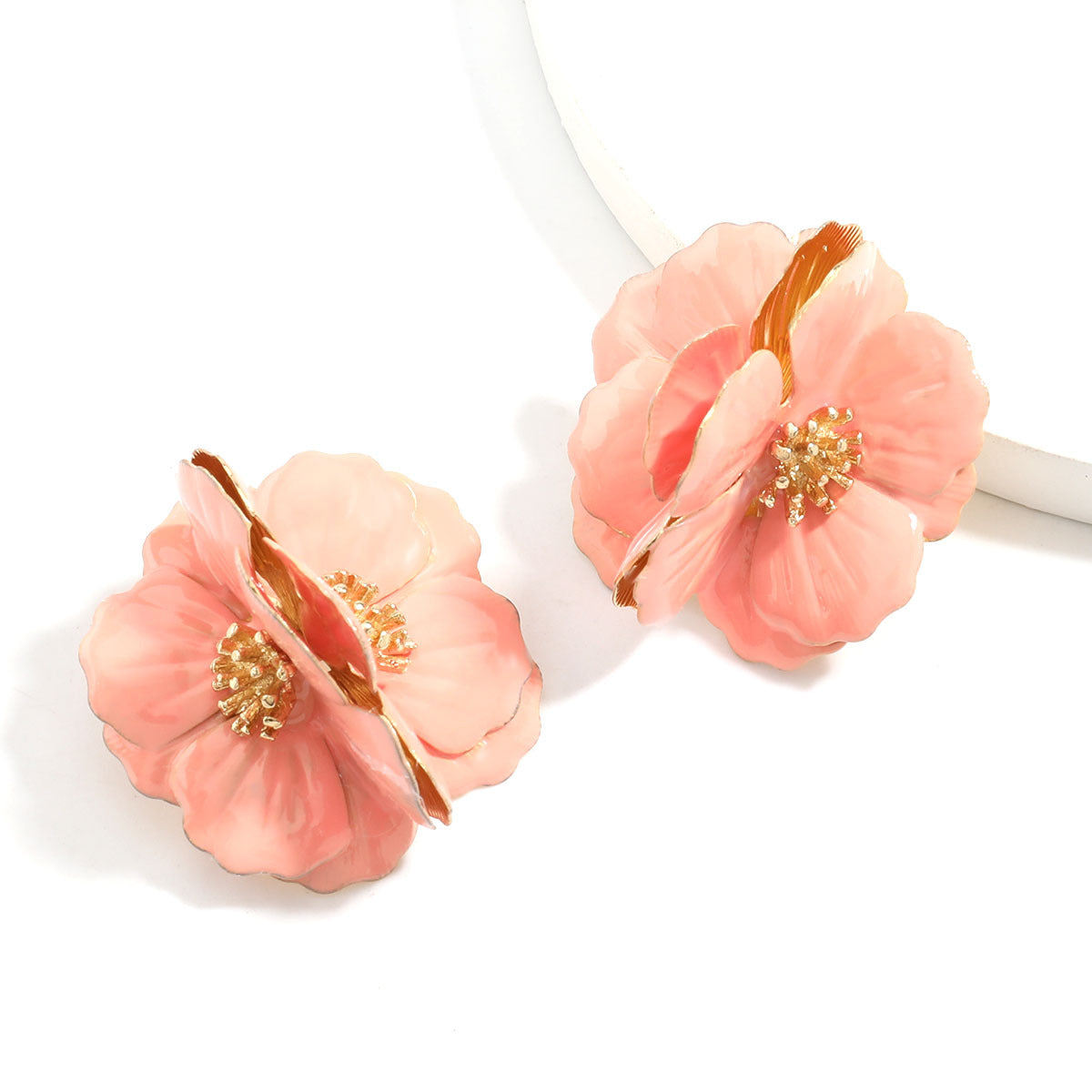 Wholesale Exaggerated Creative Alloy Dripping Oil Flower Large Flower Earrings