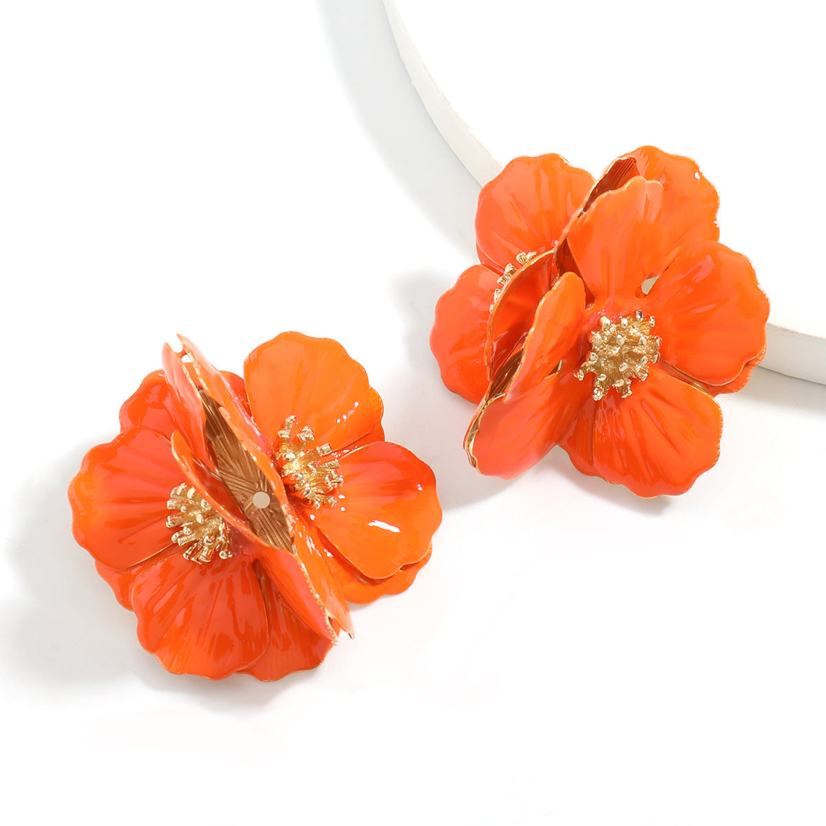 Wholesale Exaggerated Creative Alloy Dripping Oil Flower Large Flower Earrings