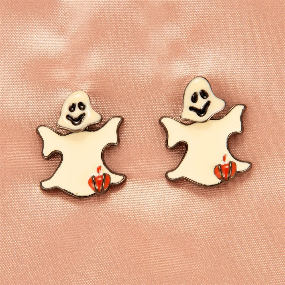 Wholesale Halloween Funny Skeletons Pumpkin Lanterns Bat Alloy Earrings