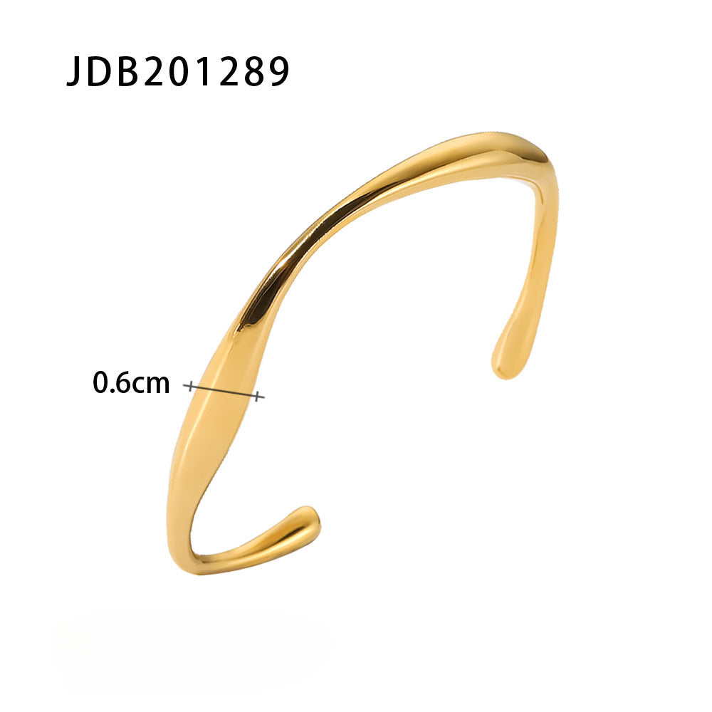 Wholesale Titanium Steel 18K Gold Stainless Steel Shaped Opening Bracelet
