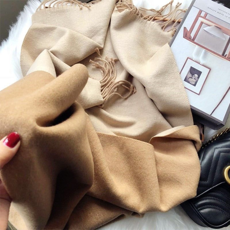 Wholesale Double Sided Solid Color Scarf Long Thickened Warm Shawl