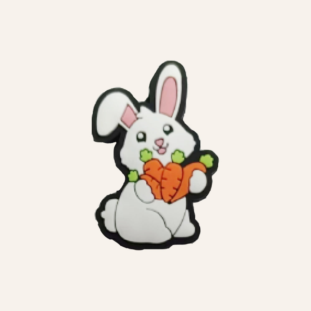 Wholesale 10pcs Printed Creative Color Cartoon Rabbit Printed Silicone Beads