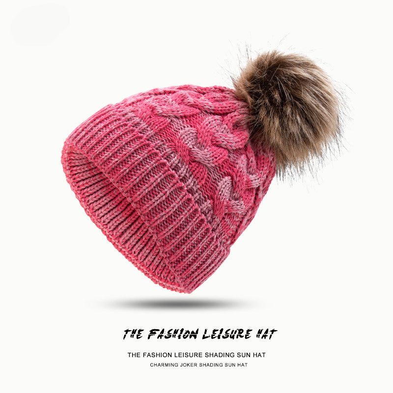 Wholesale Children's Autumn and Winter Hats Fur Ball Thickened Woolen Hat