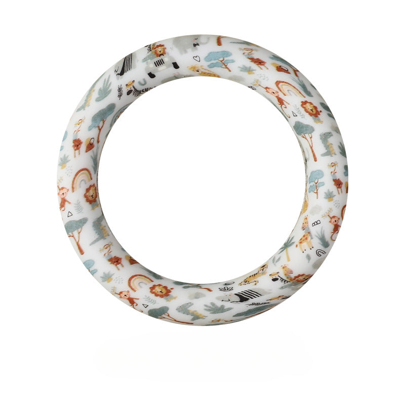 Wholesale 20pcs Silicone Bead Ring Keychain Beaded Jewelry Children DIY Handmade Silicone Bracelet