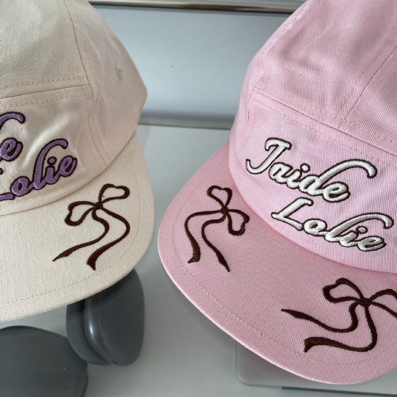 Wholesale Bow Embroidery Flat Brim Baseball Cap