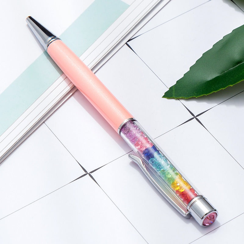 Whoelsale Pens Rainbow Crystal Pen Fragmented Diamond Fashion Metal Office Pen