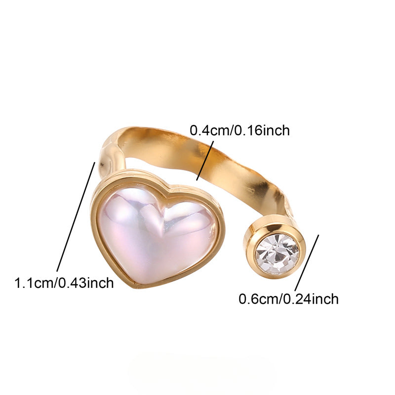 Wholesale Stainless Steel Micro Inlaid Zircon Pearl Rings