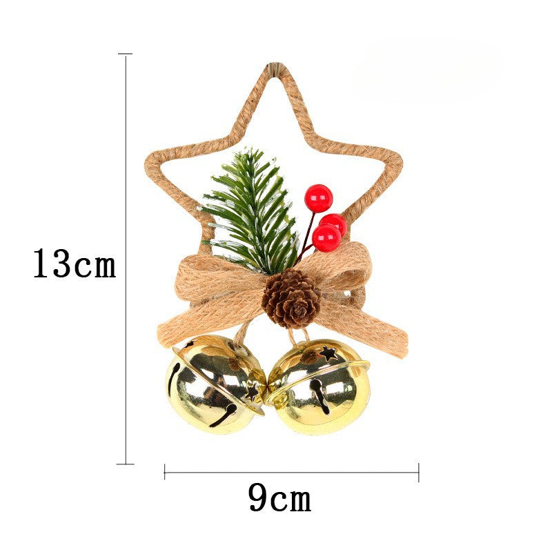 Wholesale Christmas Tree Decorations, Five Pointed Star Metal Bell Pendants