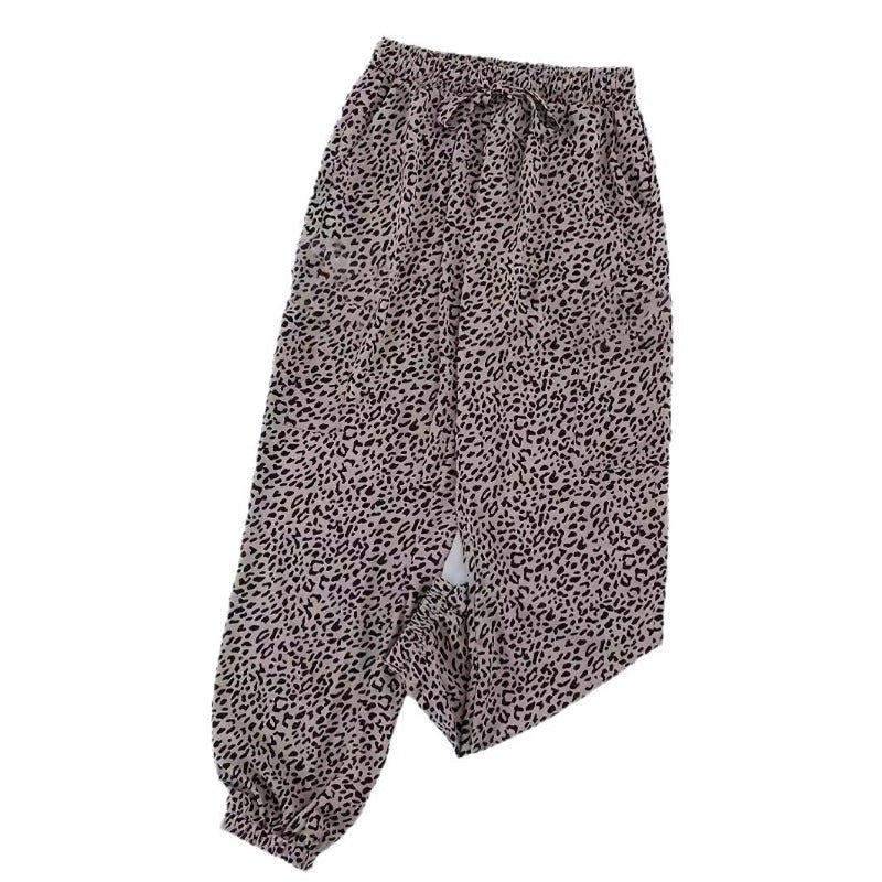 Wholesale Leopard Print High Waist Elastic Sports Sweatpants