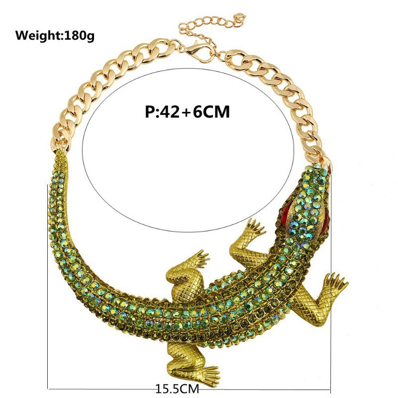 Wholesale Fashion Exaggerated Diamond Set Noble Crocodile Necklaces