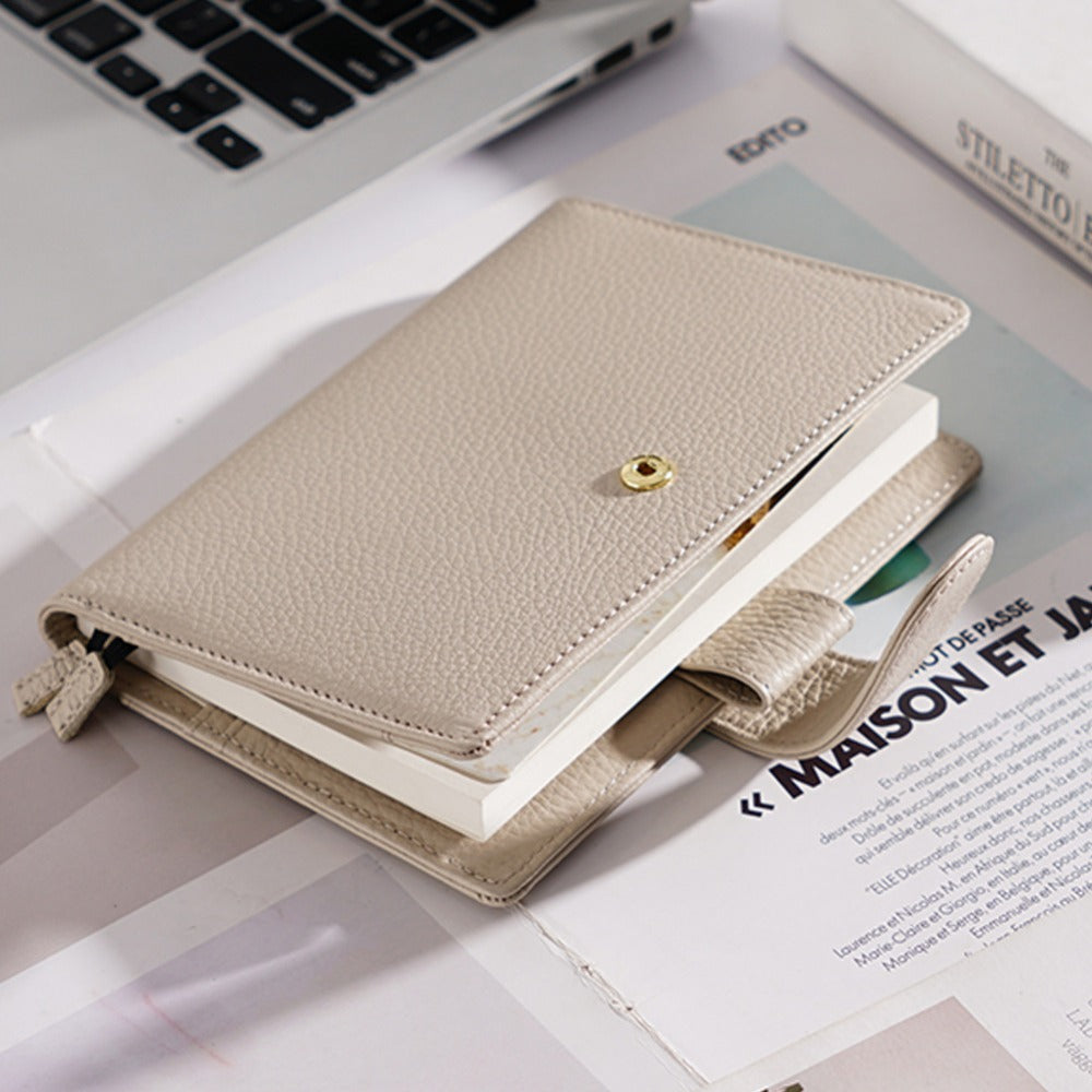 Wholesale A6 Fixed Page Top Layer Cowhide Lychee Grain Notebook