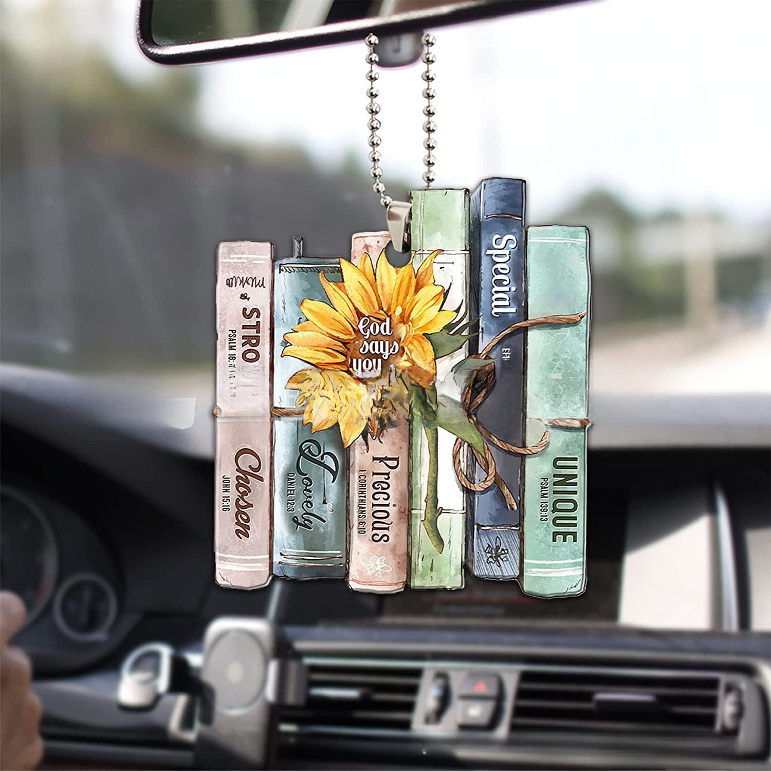 Decoración del espejo retrovisor acrílico acrílico de girasol.