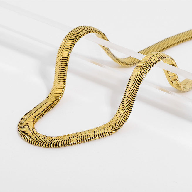 Wholesale Flat Snake Frosty Gold Plated Necklaces