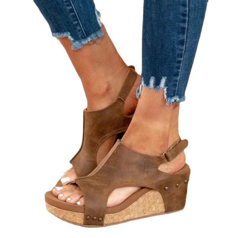 Wholesale Women's Casual Fish Mouth PU Sandals