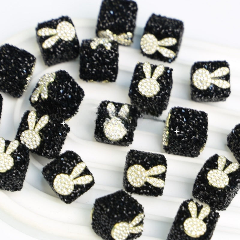 Wholesale Valentine's Day Black Square Acrylic Sugar Beads