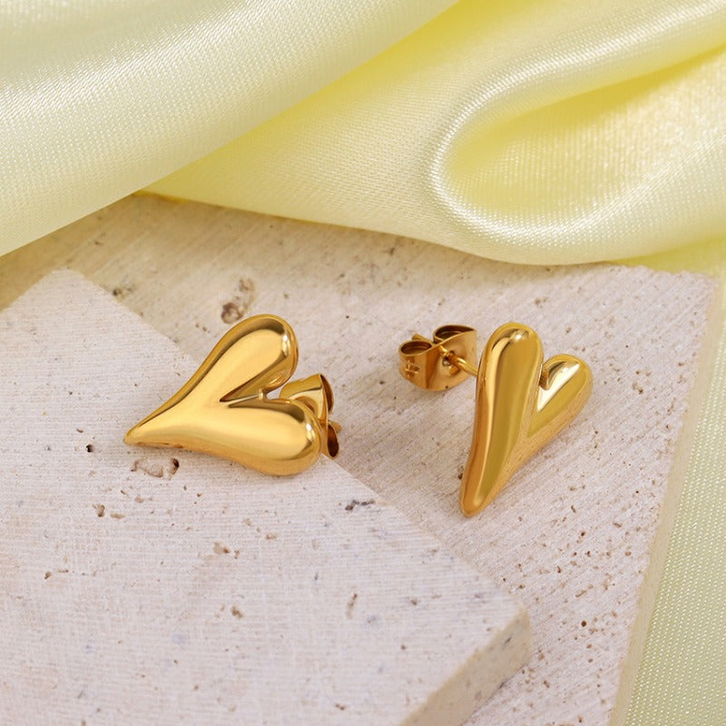 Wholesale 14K Gold Plated Stainless Steel Love Metal Earrings
