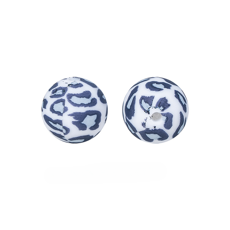 Al por mayor 50 piezas de 50 piezas de 15 mm de transferencia de agua de silicona impresión lácteo cuentas de leopardeo de leopardo