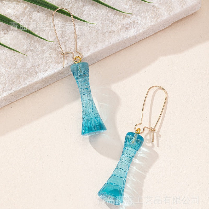 Wholesale Crystal Blue Ocean Inspired Creative Personality, Fresh and Environmentally Friendly Earrings