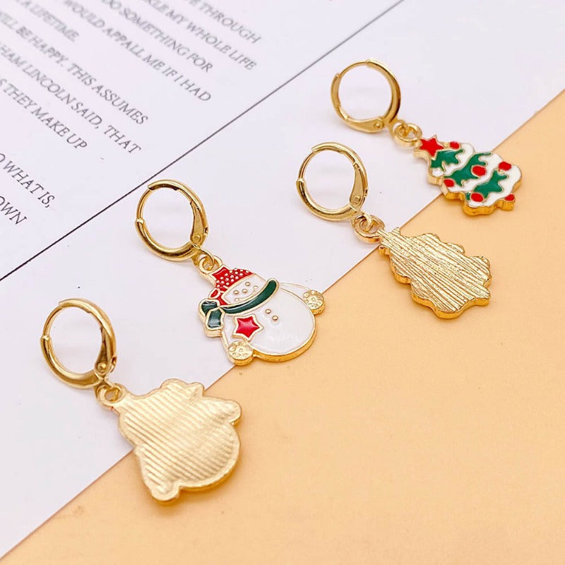 Wholesale Christmas Snowman Pendant Alloy Earrings