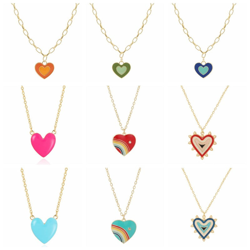 Wholesale Alloy Rainbow Heart Exquisite Design Necklaces