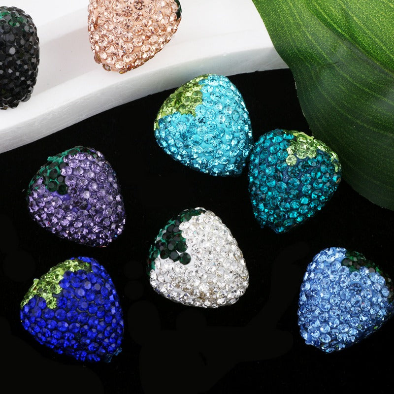 Wholesale 5pcs Colorful Strawberry Ball Diamond Ball Can Thread Straight Holes DIY Beads