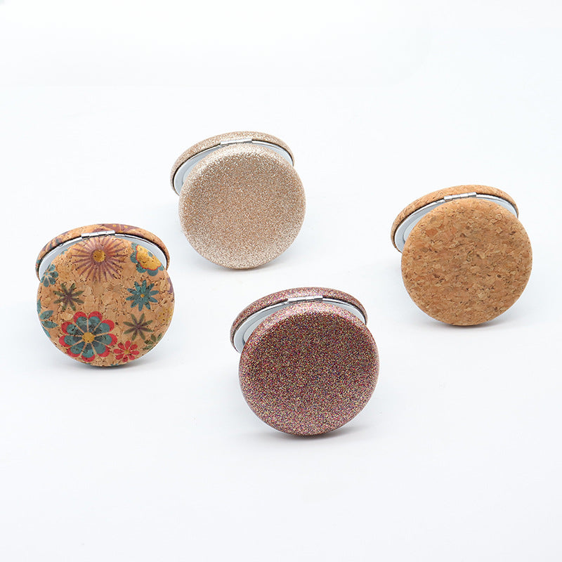 Wholesale Girl Portable Round Glitter Folding Mirror