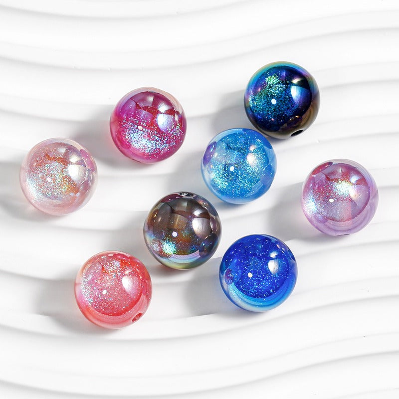 Wholesale 50pcs/1pack Mermaid Cat Eye Through Hole Starry Sky Dyeing DIY Handmade Beads
