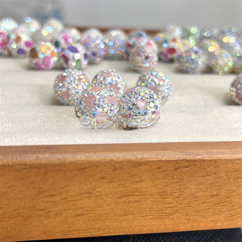 Wholesale Colored Natural Shell Ceramic Mud Diamond Ball Full Diamond 16mm Ball