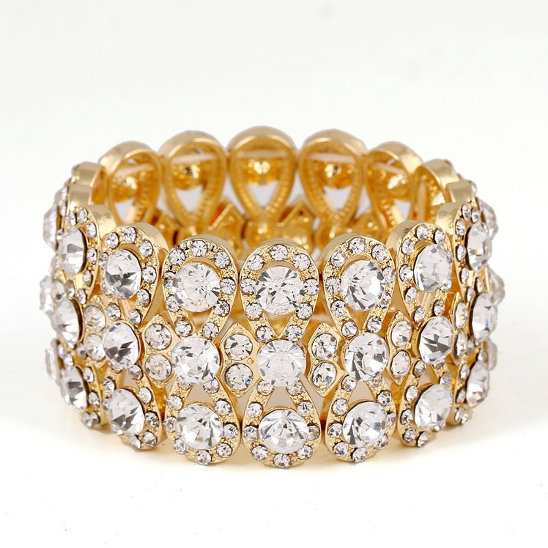 Wholesale Fashion Classic Luxury Full Diamond Crystal Elastic Handmade 8-shaped Bracelet