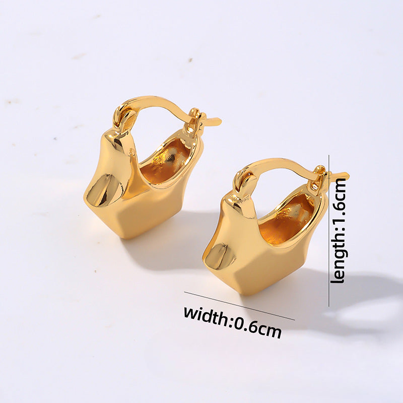 Wholesale Smooth Geometric Hollow Stainless Steel Earrings