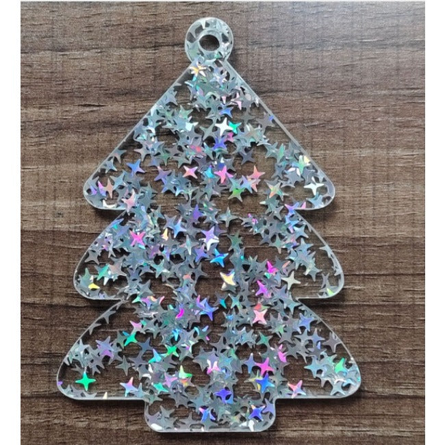 Wholesale 10pcs New Sticker  Glitter  Acrylic Christmas Pendant Home DIY Decoration