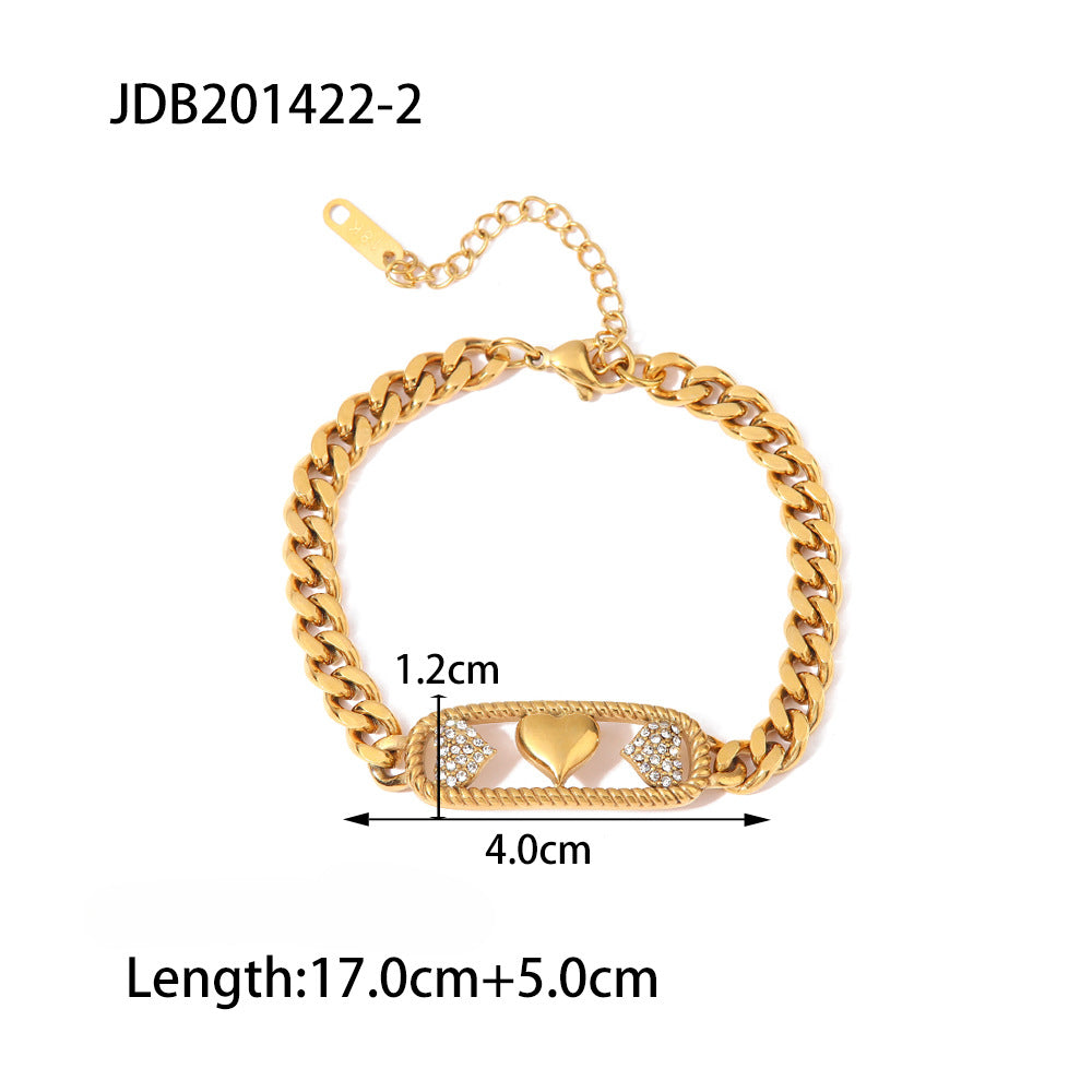 Wholesale Stainless Steel Thick Chain Heart Bracelet