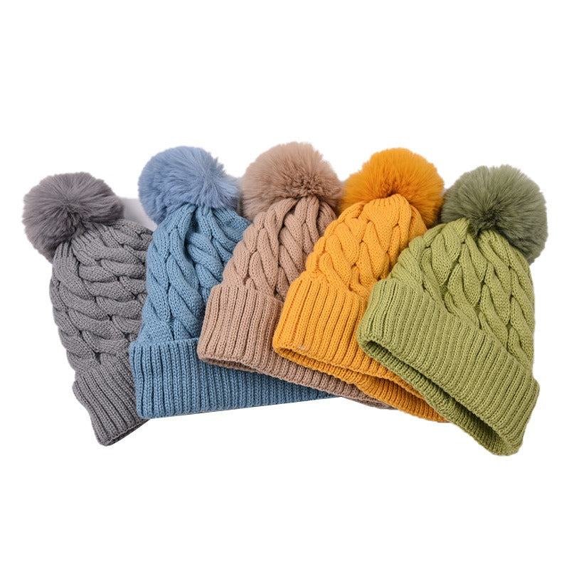 Wholesale Winter Solid Knitting Solid Acrylic Big Fried Dough Twists Thickened Warm Wool Cap