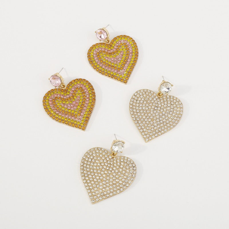 Wholesale Vintage Creative Heart Shaped Rhinestone Earrings