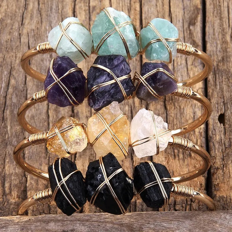 Wholesale Natural Stone Fashion Crystal Open Bracelet