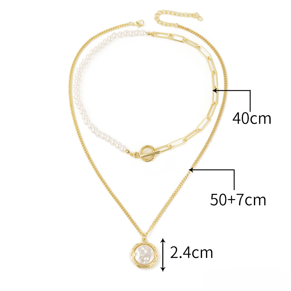 Wholesale Double Layered Irregular Pearl Alloy Necklaces