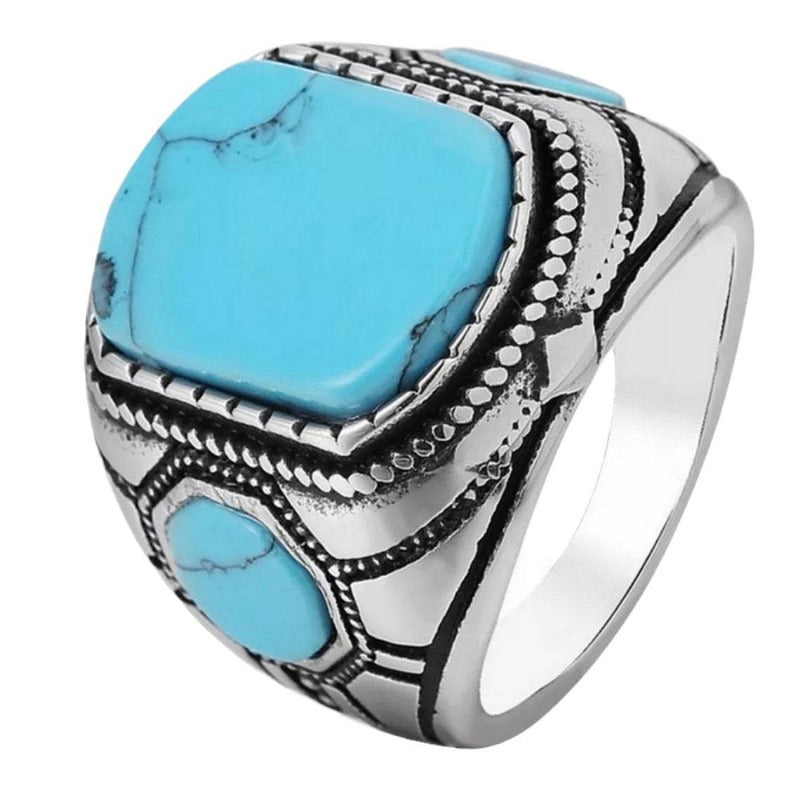 Wholesale Blue Turquoise Vintage Personalized Silver Rings