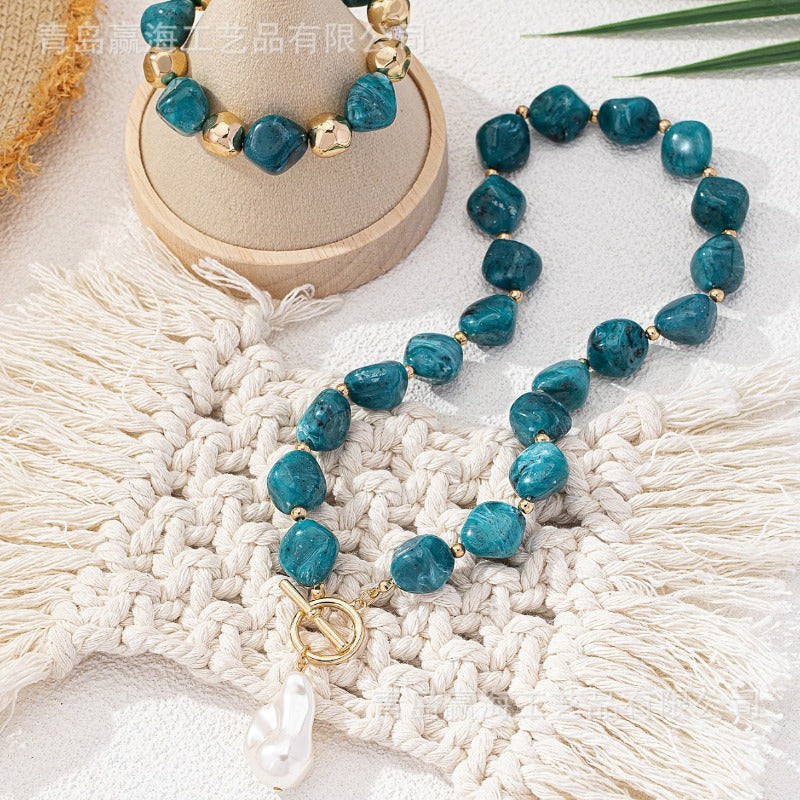 Wholesale Retro Fashion Style Bohemian Acrylic Imitation Jade Necklaces
