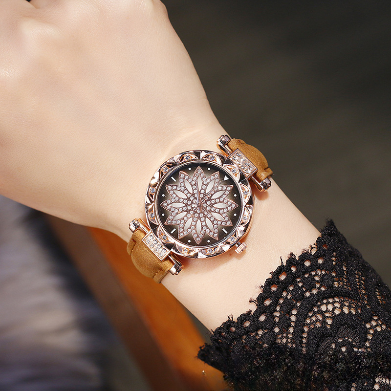 Wholesale Glass Mirror Imitation Leather Watch Strap Faceplate Watch